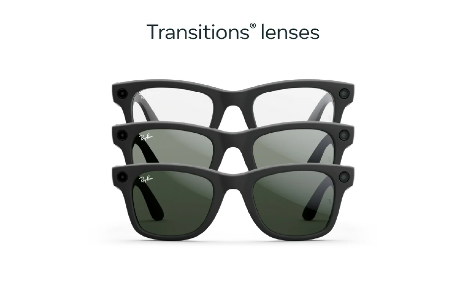 Ray-Ban Meta Glasses Wayfarer (Gen 2) - Shiny Black/Clear-Graphite Green Transitions